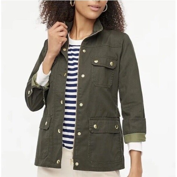 J.CREW Jackets & Blazers - J. Crew Resin Coated Twill Field Olive Green Jacket XS Women’s